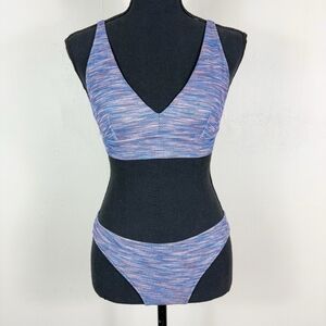 Aerie Purple and Pink Striped Bikini Set